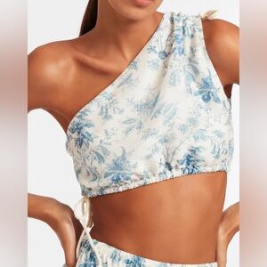 Sir the Label Goddess Top, Clementine in Dimitri Blue/White Print, small